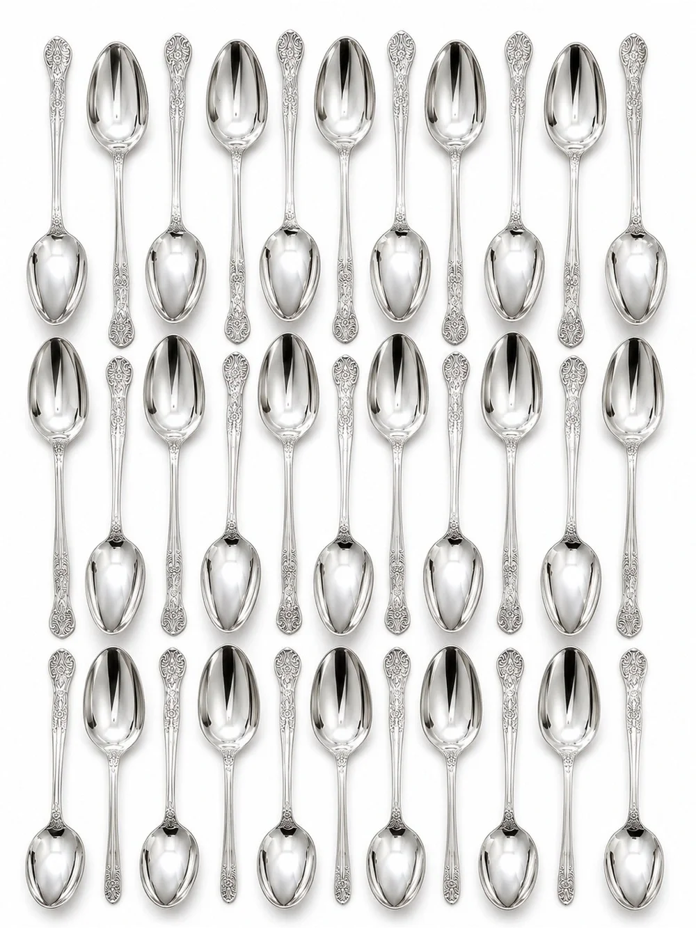 Beautiful 36 piece vintage National Stainless Steel spoon collection made Korea